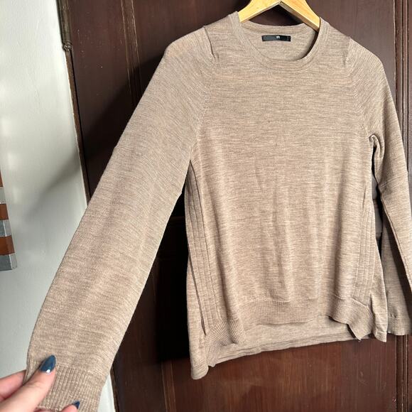 JARBO | Ultrafine Merino Wool Tan Lightweight Crewneck Sweater | Size 34 / Small - Picture 5 of 6